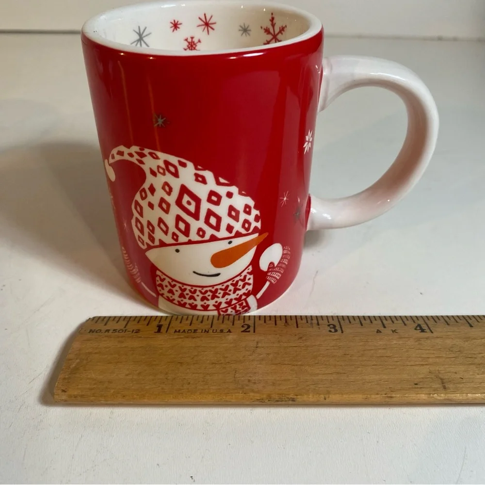 Set Of 2 Small Sur La Table Snowman & Reindeer Mugs 3.25” Height